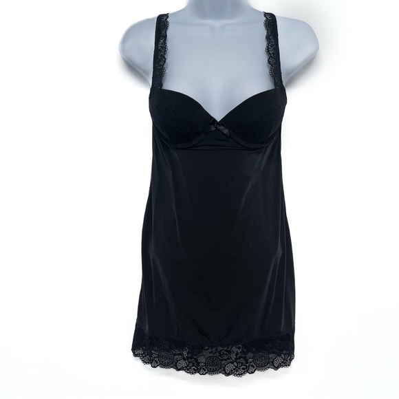Victoria’s Secret Lace Babydoll Push Up Bra Slip Dress Chemise 34B Lingerie - Picture 2 of 9